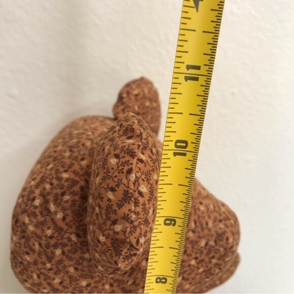 Vintage Handmade Brown Calico Fabric Button Jointed Teddy Bear Button Eyes 15" - Picture 8 of 9